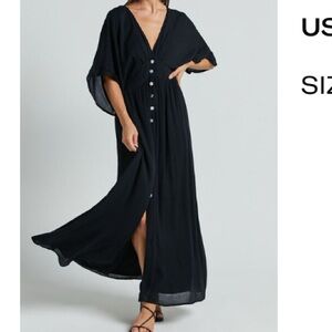 Showpo Black Maxi Dress with Button Detail
